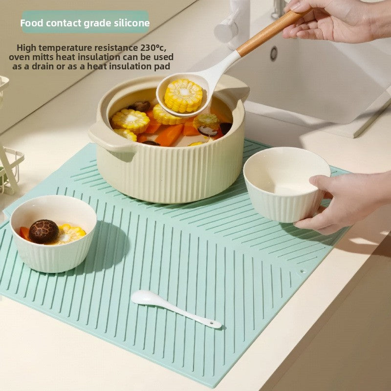 Silicone Kitchen Draining Mat for Dish Drying