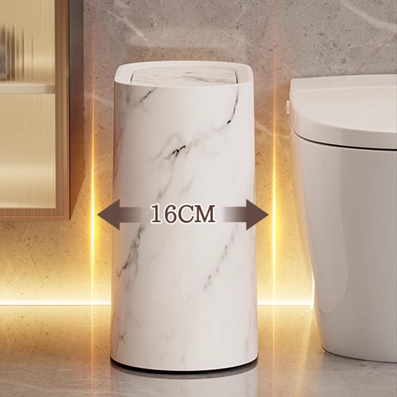 Marble Pattern Trash Can | Modern Bathroom & Kitchen Bin with Lid
